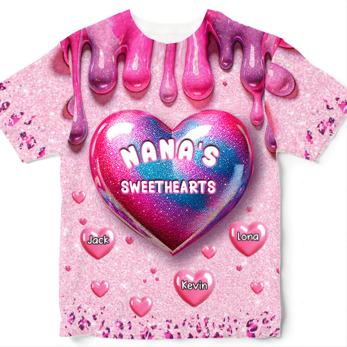 Personalized Grandma's Sweethearts Kids All-over Print T-Shirt