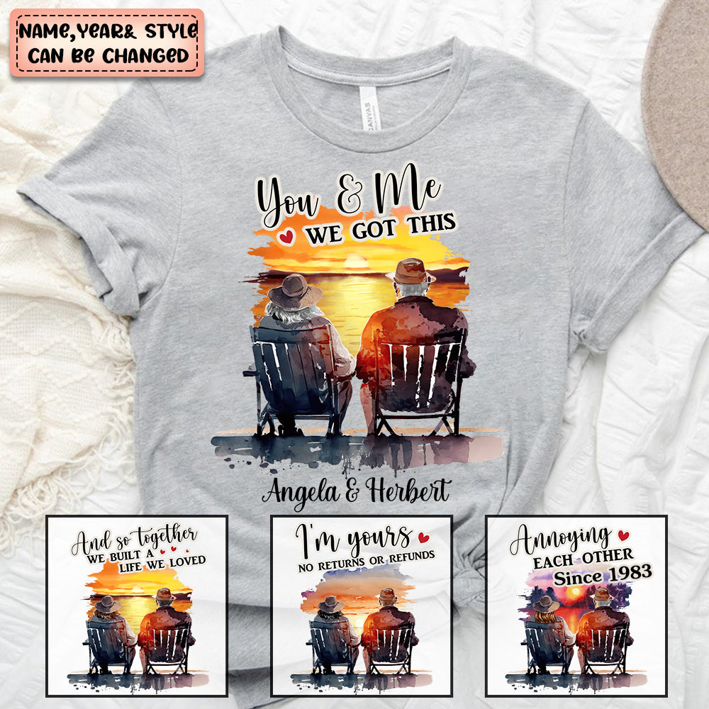 Personalized Gift for Couple Anniversary Sunset T-shirt