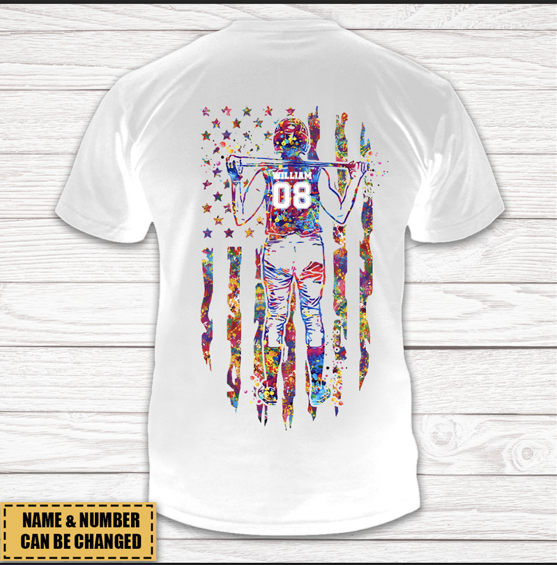 Personalized Colorful Back Printed Shirt, Gift for Softball Lovers