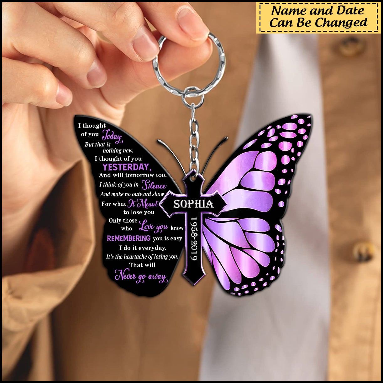 I Thought Of You Today Butterfly Memorial Personalized Keychain