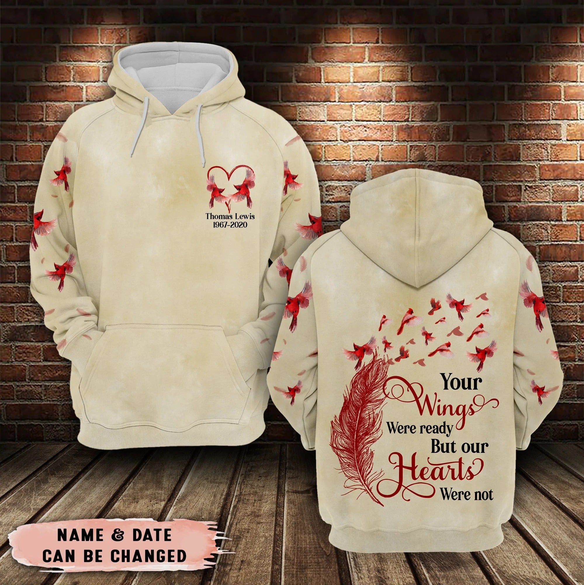 Cardinal Your wings were ready - Personalized All Over Print Hoodie