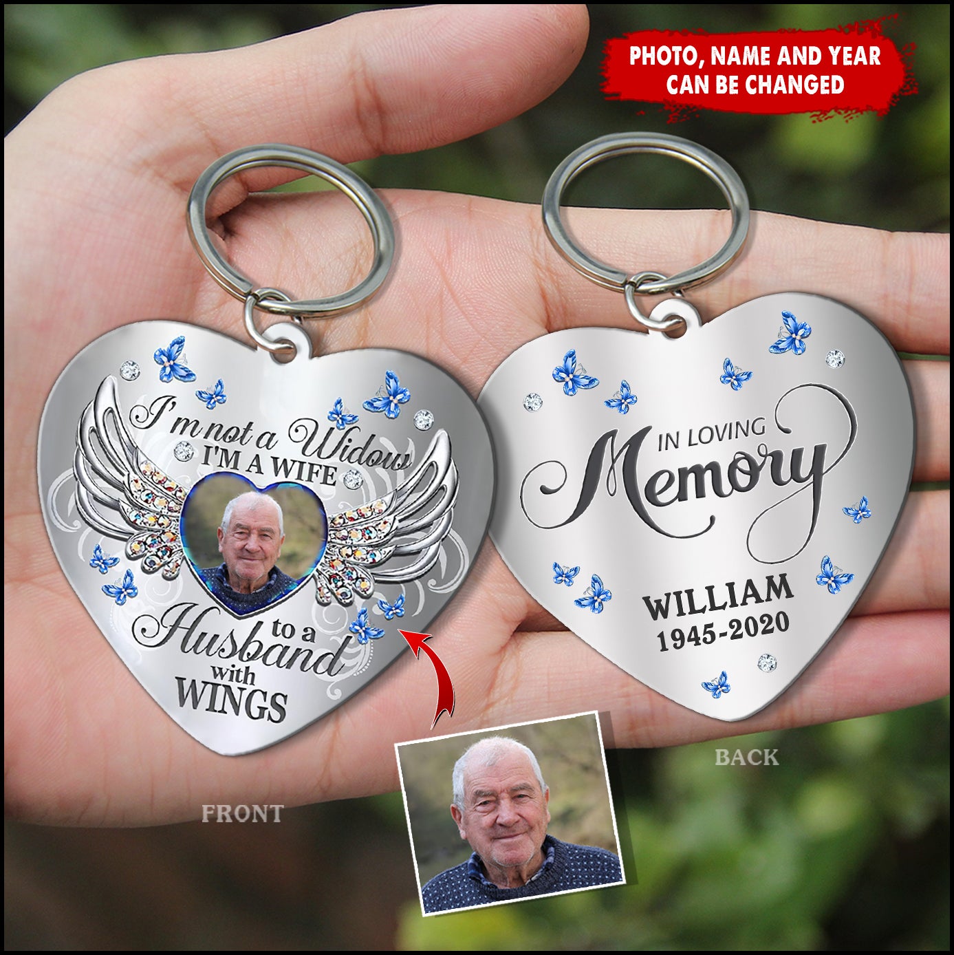 I am a Wife to a Husband with Wings Personalized Memorial Keychain