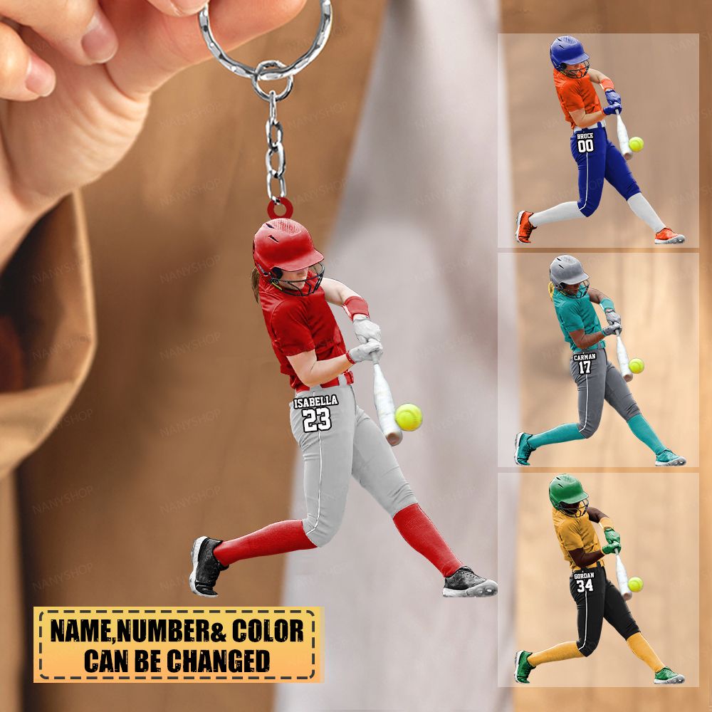 Personalized gift for Softball lover Acrylic Keychain