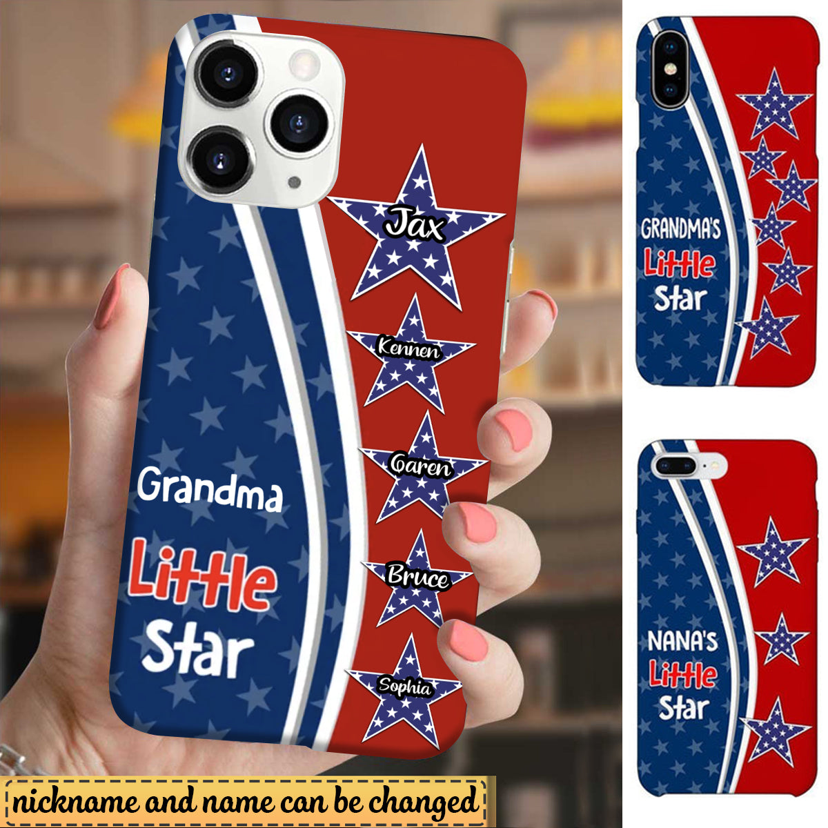 Personalized Phone Case Nana's Little star American Flag