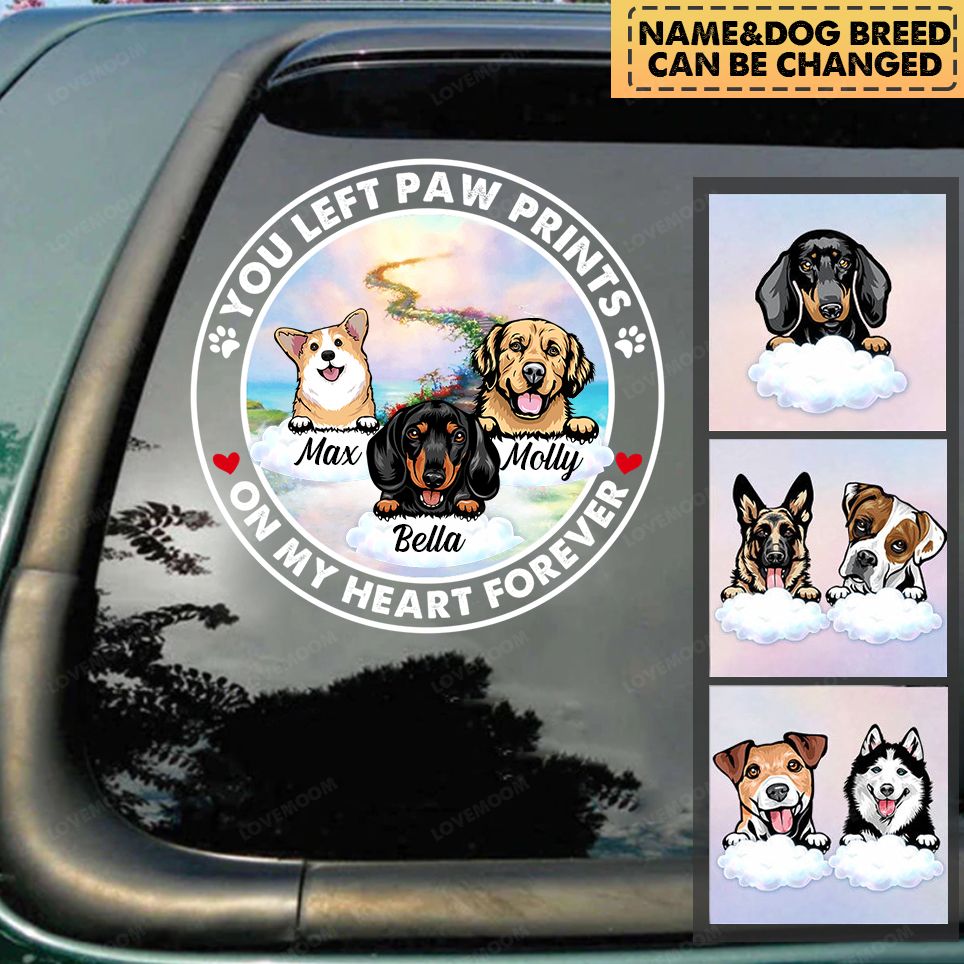 Personalized You Left Paw Prints on My Heart Dog Memorial Decal