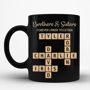 Brothers & Sisters Forever Linked Together Crossword Puzzle Art Personalized Mug