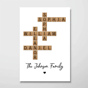 Family Crossword Art - Created In A Moment, Treasured Forever Personalized Poster