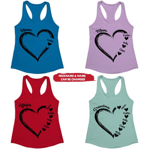 Sweet Heart Grandma, Nana, Mom Personalized Tank Top