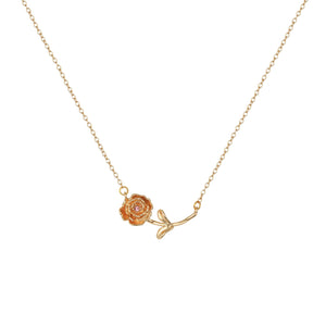 Birth Flower Necklace - Dainty Horizontal Flower Charm