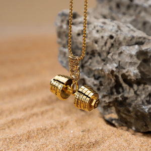 Personalized DAD Dumbbell Charm Necklace