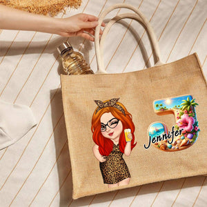 Summer Is Calling Beach Vacation Monogram - Personalized Beach Jute Tote Bag