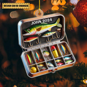 Personalized Fishing Tackle Box Acrylic Ornament, Fisherman Ornament