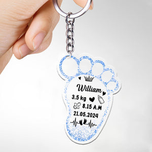 Personalized New Baby Foot Acrylic Keychain