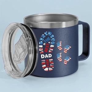 Personalized Gift  For Dad Foot Print 14oz Stainless Steel Tumbler With Handle