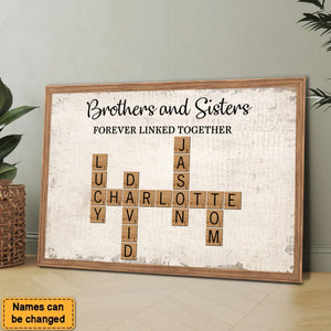 Brothers & Sisters Forever Linked Together Crossword Puzzle Art Personalized Poster, Gift For Brothers, Sisters, Siblings, Family