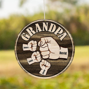 Personalized Grandpa Dad kids Hands Fist Bump Wind Chimes