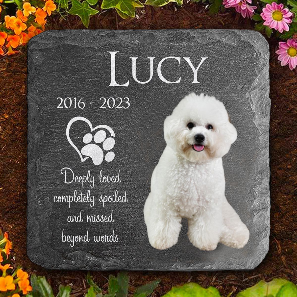 Personalized Dog Cat Memorial Garden Stone -Deeply Loved Completely Spoiled And Missed Beyond Words