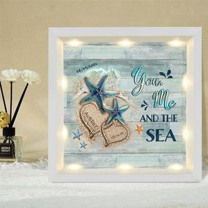 Personalized Beach and Turtles Couple Gift Light Shadow Box