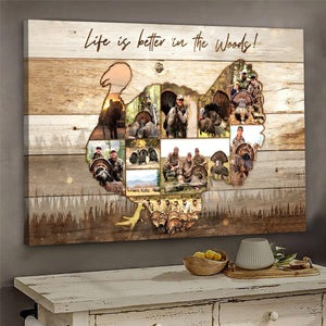 Personalized Turkey Photo Collage Canvas Poster - Gift For Hunters