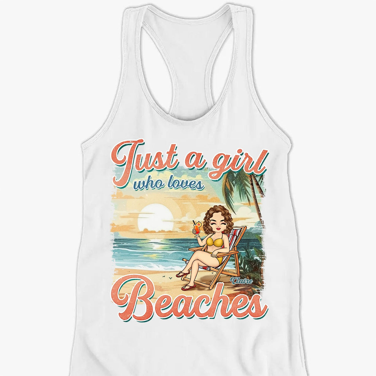 Just A Girl Who Love Summer -Personalized Custom Racer Back Tank Top - Gift For Best Friends, BFF, Sisters