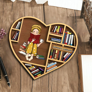 Gift Idea for Reading Book Lover/ Bookself - Personalized 2-Layered Wooden Plaque With Stand