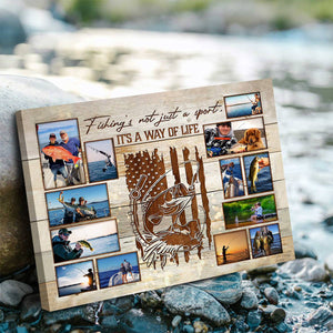 Fishing Photo Collage Canvas, Personalized Gift For Fisherman