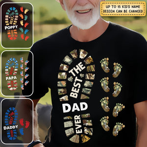 Personalized Gift For Father For Dad Foot Print Pure Cotton T-Shirt