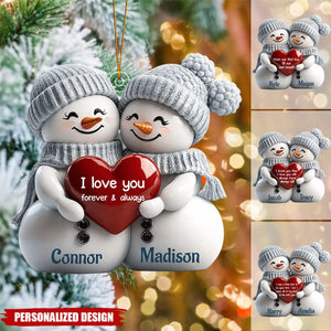 Personalized Acrylic Ornament - Snowman Couple First Christmas