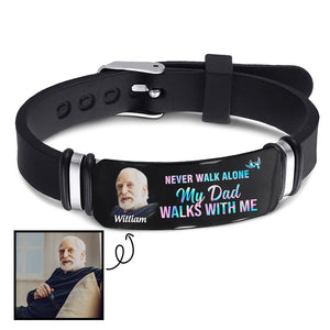 Never Walk Alone My Love Walks With Me Memorial Gift-Personalized Engraved Bracelet
