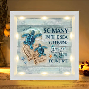 Personalized Beach and Turtles Couple Gift Light Shadow Box