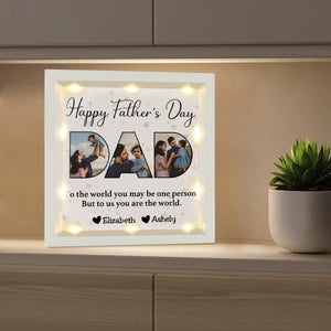 Father - To Me You Are The World - Personalized Light Shadow Box