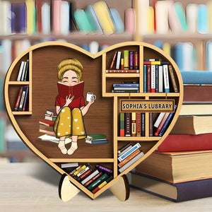 Gift Idea for Reading Book Lover/ Bookself - Personalized 2-Layered Wooden Plaque With Stand