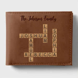 Personalized Family Crossword Genuine Premium Leather Card Wallet