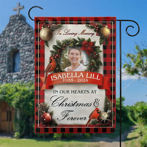 In Our Hearts At Christmas & Forever - Personalized Garden Flag, Memorial Gift