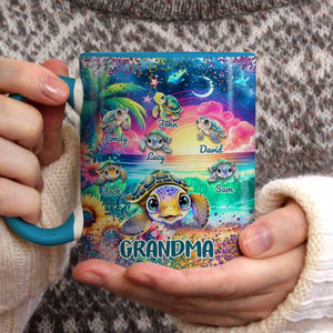 Sparkling Glitter Ocean Sea Turtle Grandma Auntie Mom Kids - Personalized 15oz Mug