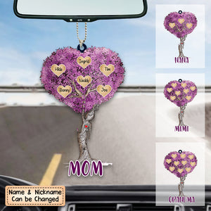 Personalized Grandma/Mom Kids Purple Heart Tree Acrylic Ornament