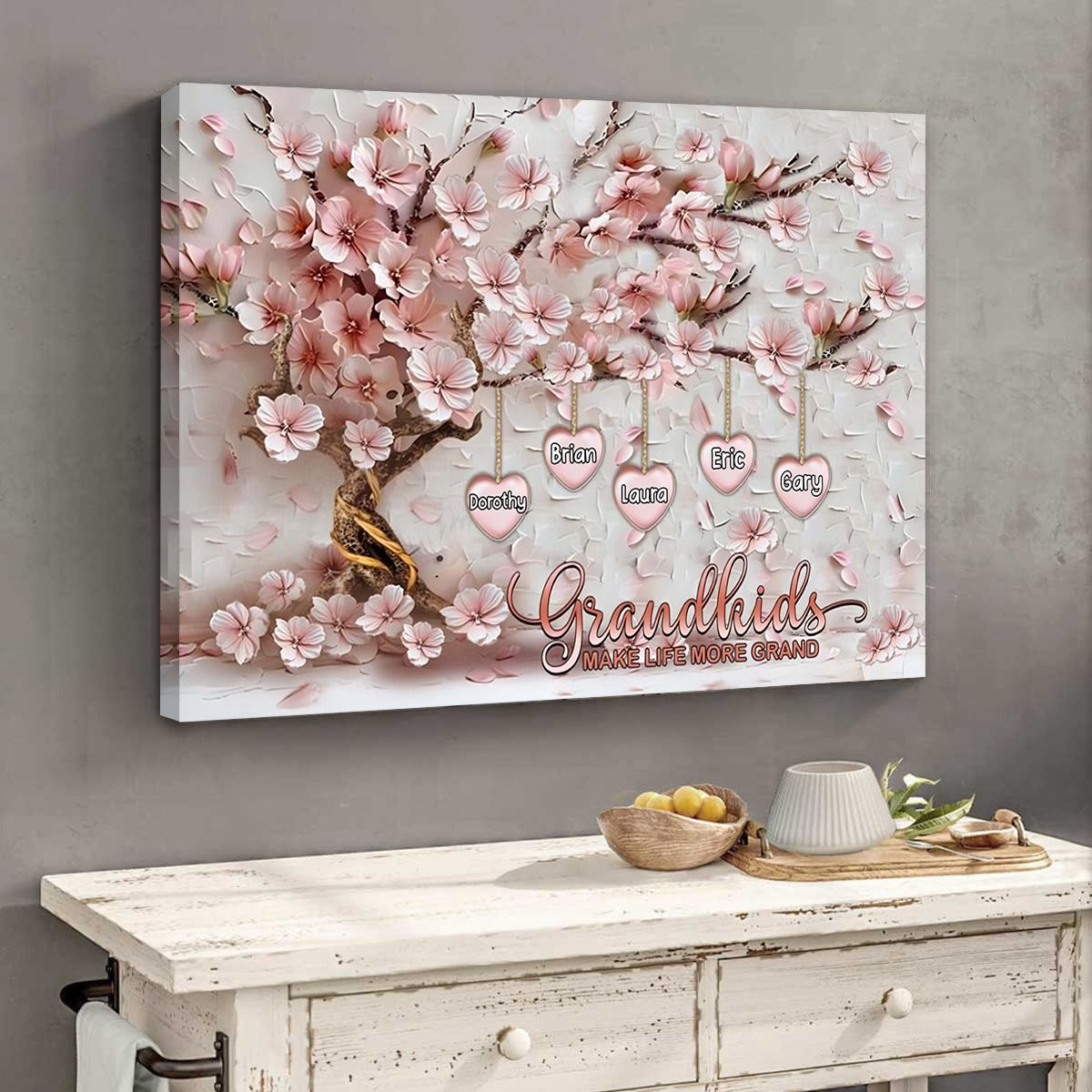 Celebrate Family Love! 'Grandkids Make Life Grand' - Personalized Grandma Canvas And Poster
