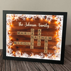 Family Christmas Decor Crossword Puzzle Art Personalized Frame