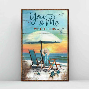 Personalized You And Me Turtle Beach Couple Poster Canvas Print