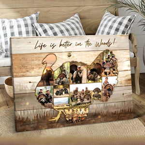 Personalized Turkey Photo Collage Canvas Poster - Gift For Hunters