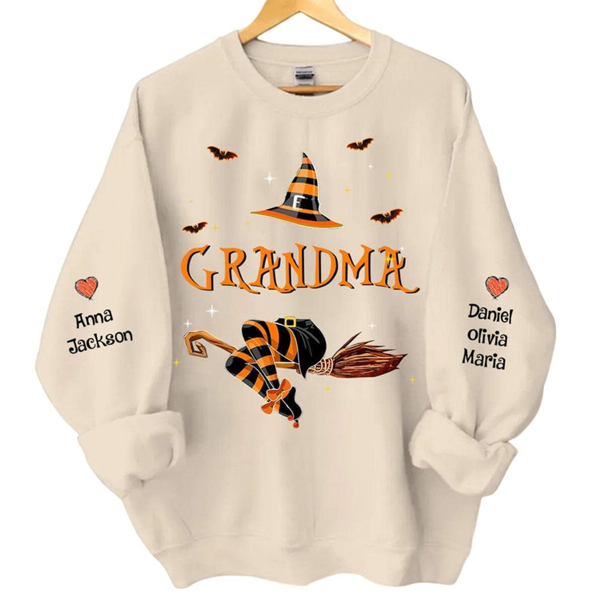 Personalized Nana Life Witch Halloween Sweatshirt With Grandkids Name On The Sleeve