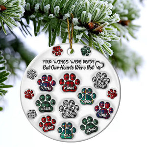 Memorial Dog Cat You Left Paw Prints On My Heart, Personalized Circle Ceramic Ornament