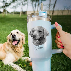 Personalized Dog Photo 40oz Tumbler With Handle Christmas Gifts for Dog Lovers