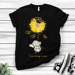 Personalized I Love Being A Nana Grandma Mom Sunflower Elephant T-shirt