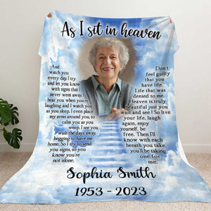 Custom Photo As I Sit In Heaven - Memorial Personalized Blanket