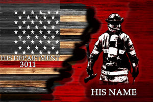 Half Thin Red Line Bunker Gear, Personalized Firefighter Canvas Print