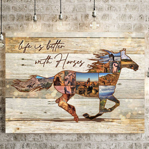 Personalized Horse Photo Collage Poster - To ride a Horse is to Ride the Sky