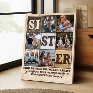 Personalized Sister Photo Collage Canvas Poster,Always Sister Gifts