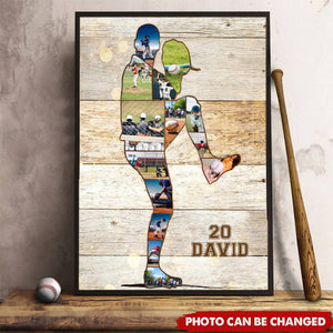 Personalized Baseball Photo Collage Canvas Poster Gift For Baseball Lover