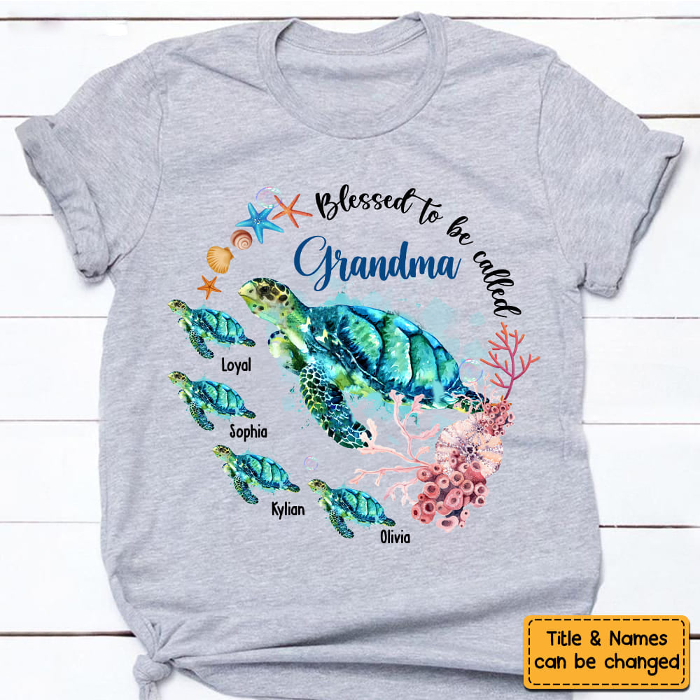 Personalized Blessed To Be Called Grandma Turtle T-shirt - Lovem-oom